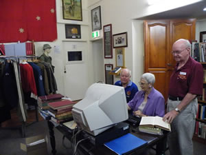 Research Room Museum volunteers are available to help historians in the Research Room